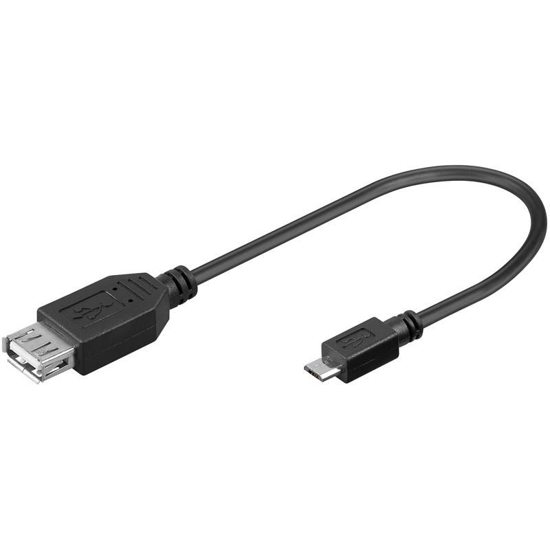 Cordon USB A Femelle vers Micro USB B Male OTG - 0.20m - EOL
