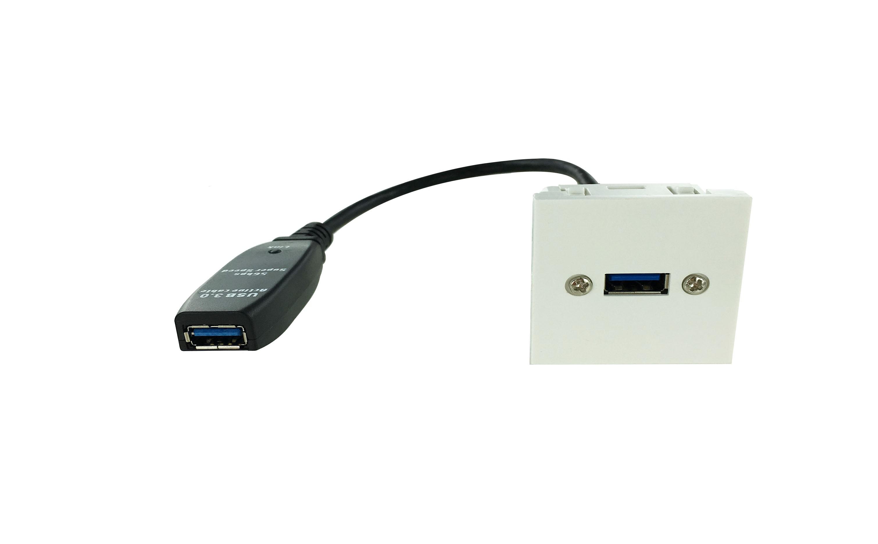 Plastron 45x45 USB3.0 A F vers F - 0.20m avec amplificateur - EOL