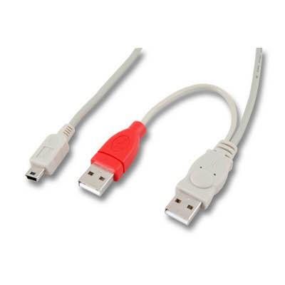 Adaptateur Doubleur 2xUSB type A M vers mini USB type B M - 1m - EOL