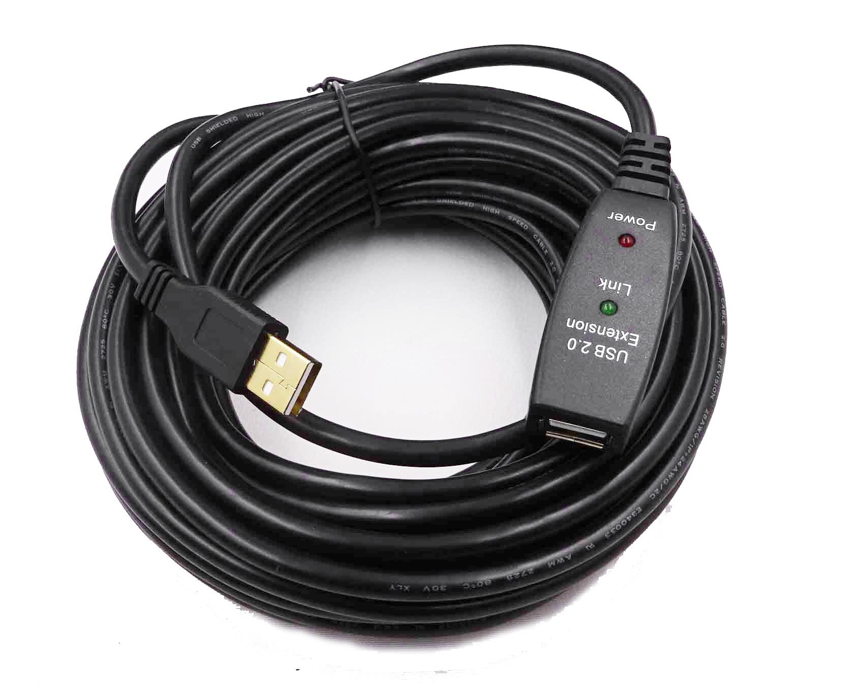Rallonge amplifiée USB2.0 AA M/F – 10m (option alim secteur possible)