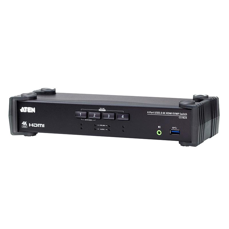 ATEN - CS1824 - Commutateur KVMP HDMI 4K 4 ports USB 3.0 - mélangeur